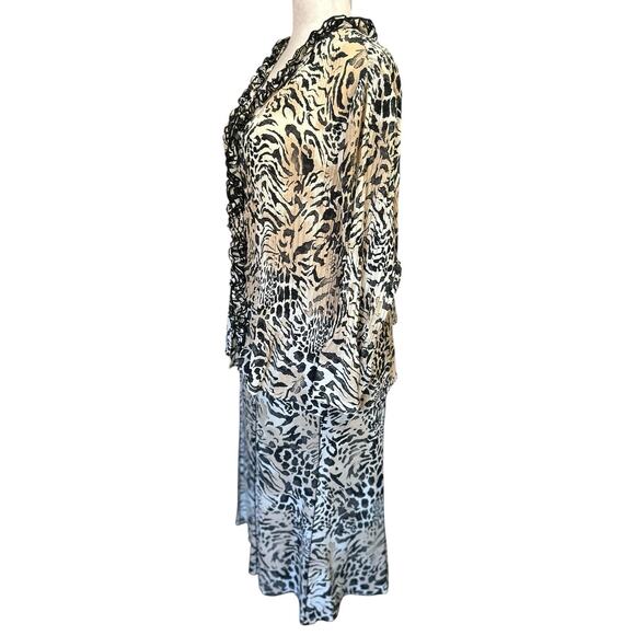 Women's Animal Print Two-Piece Skirt Set Plus Size 24/22 W Party Wedding Guest - Picture 4 of 11